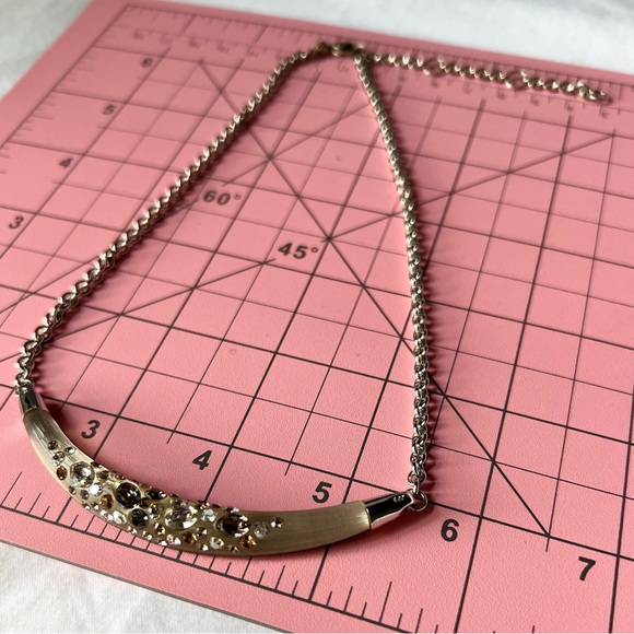 Alexis Bittar Jewelry - ALEXIS BITTAR ~ Necklace ~ Silver and Rhinestone Crescent.